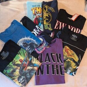 Mens Marvel Comics New BUNDLE Of 7 graphic T-shirts & Rare Hoodie Sz Small WoW!